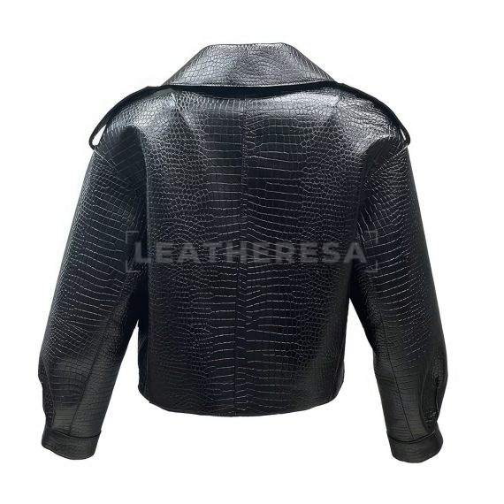 Crocodile Pattern Leather Jacket