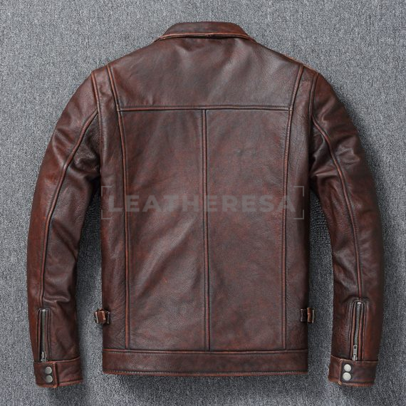 Men Retro Motorcycle Leather Jacket Brown