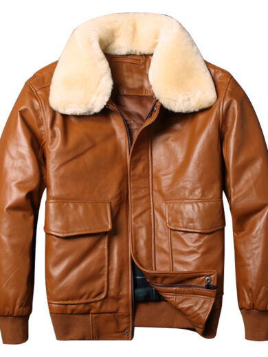 Mens A2 Aviator Brown Leather Jacket