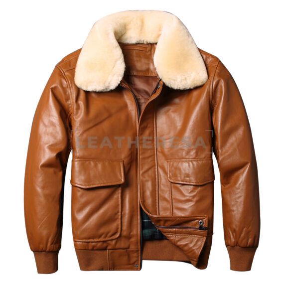 Mens A2 Aviator Brown Leather Jacket