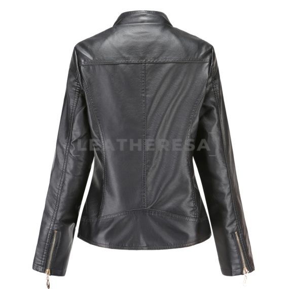 Women Quilted Black Leather Jacket