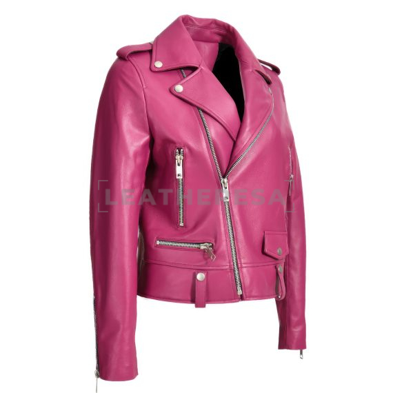 Womens Pink Leather Jacket